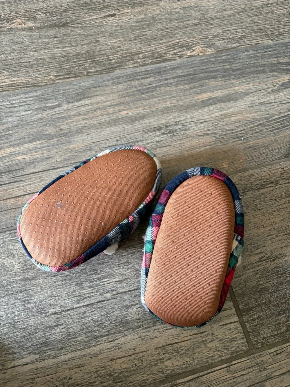 dearfoams Baby Bear Plaid Slippers - Red, Green & Navy